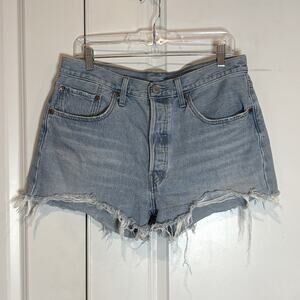 Levi's Original Fit High Rise Button Fly Cut Off Shorts Light Wash 31